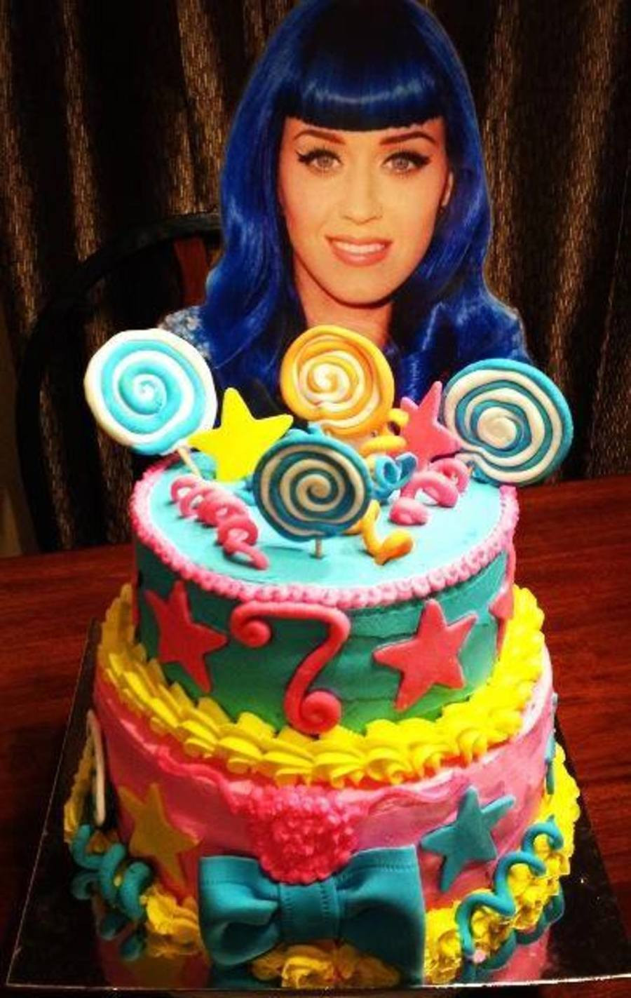 Katy Perry Birthday Cake
 2 Tier Katy Perry Cake With Almond Buttercream Icing And