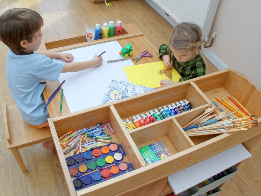 Kids Art Table With Storage
 Children s Arts and Crafts Table and Chairs