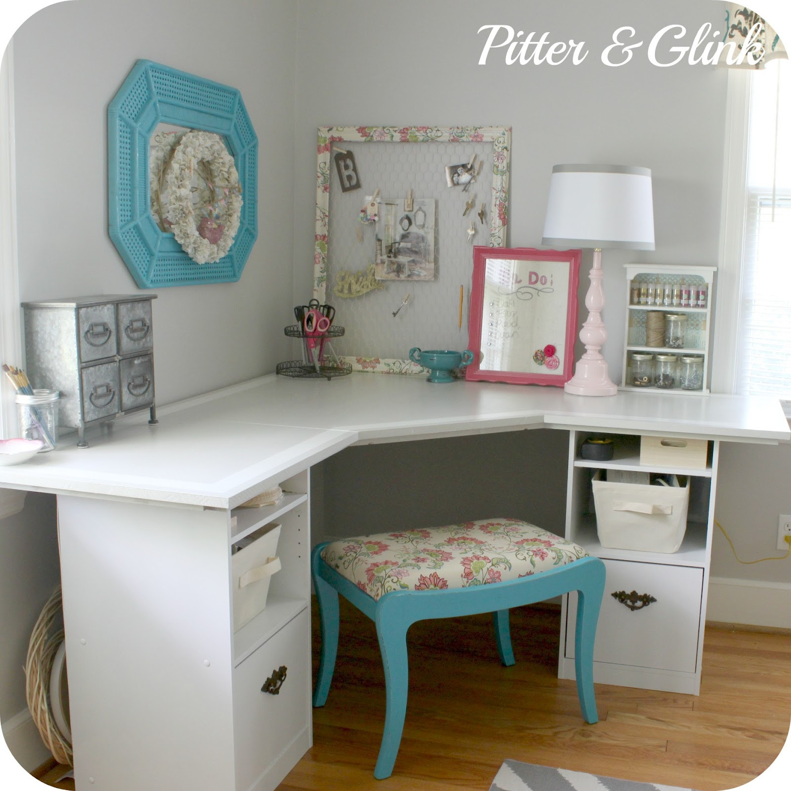 Kids Art Table With Storage
 PitterAndGlink Craft Room Corner Desk