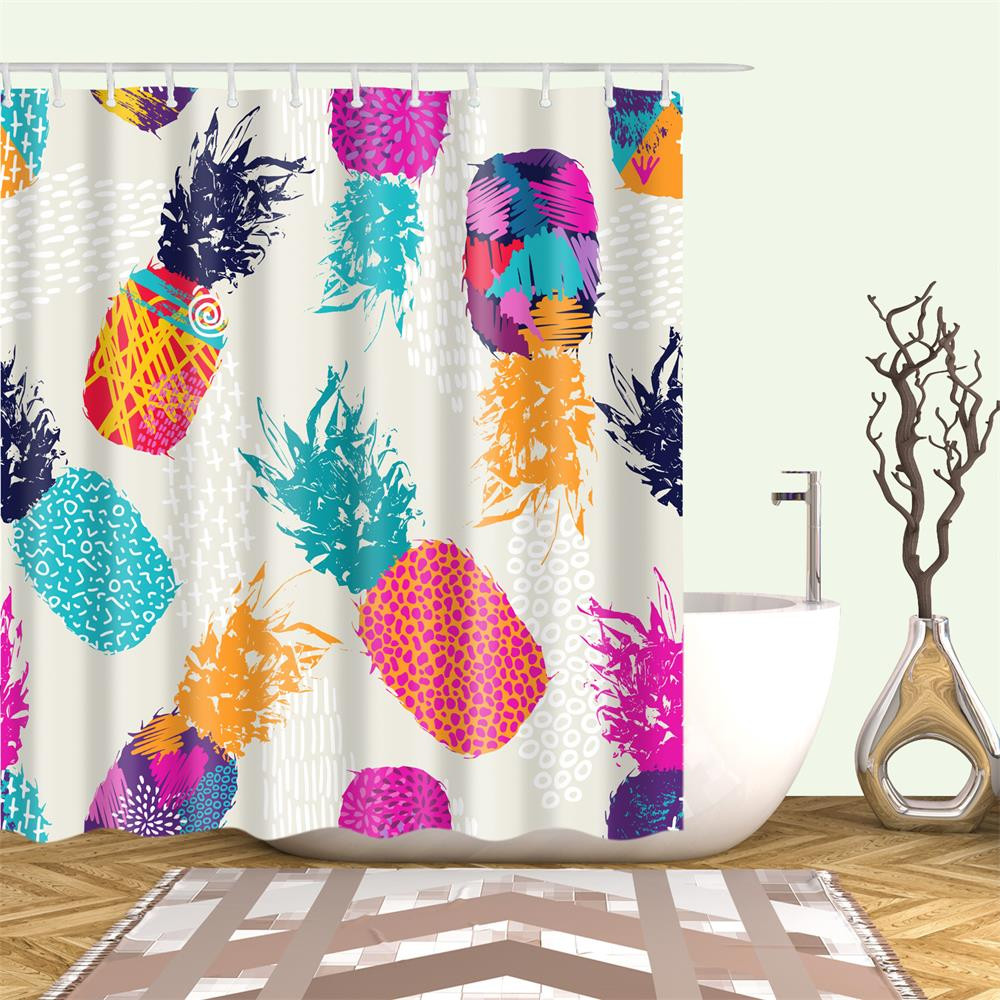 Kids Bathroom Curtains
 Tropical Fruit Watercolor Pineapple Kids Shower Curtain