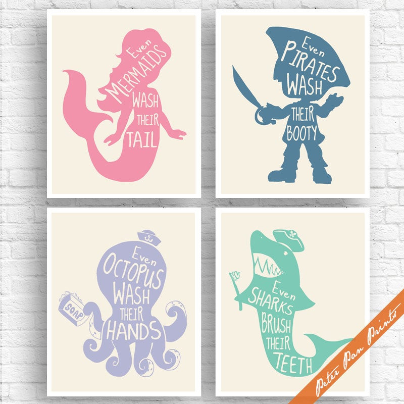 Kids Bathroom Signs
 Uni Kids Funny Bathroom A Set of 4 Art Print Unframed