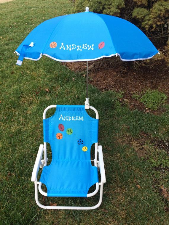 Kids Beach Chair With Umbrella
 Personalized beach chair & umbrella for kids