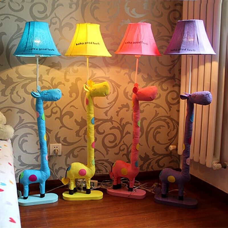 Kids Bedroom Floor Lamp
 Decoration Floor Stand lamp Fabric Animal Blue Yellow