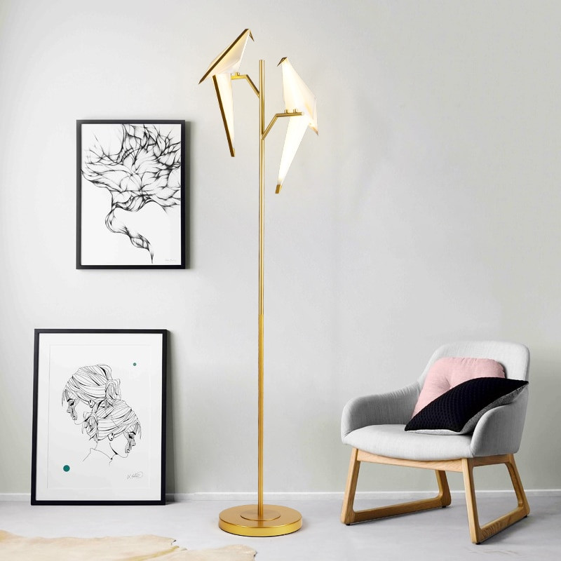 Kids Bedroom Floor Lamp
 Nordic Modern Paper Crane Bird LED Floor Lamp Kit for Kids