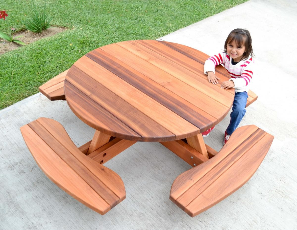 Kids Bench Table
 Kid Size Round Wood Picnic Table Kit