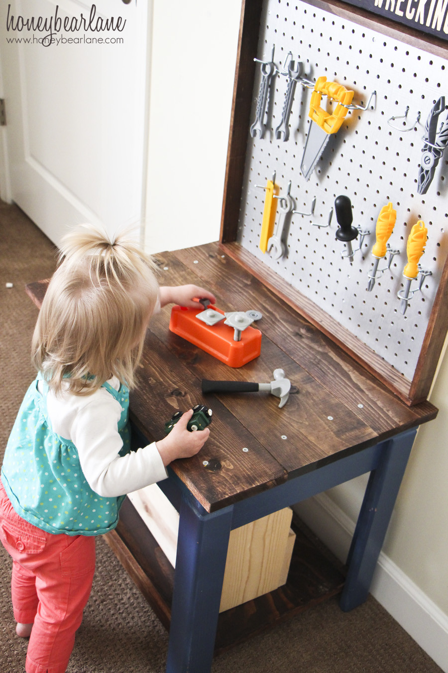 Kids Bench Table
 Kids Workbench from Old Table Honeybear Lane