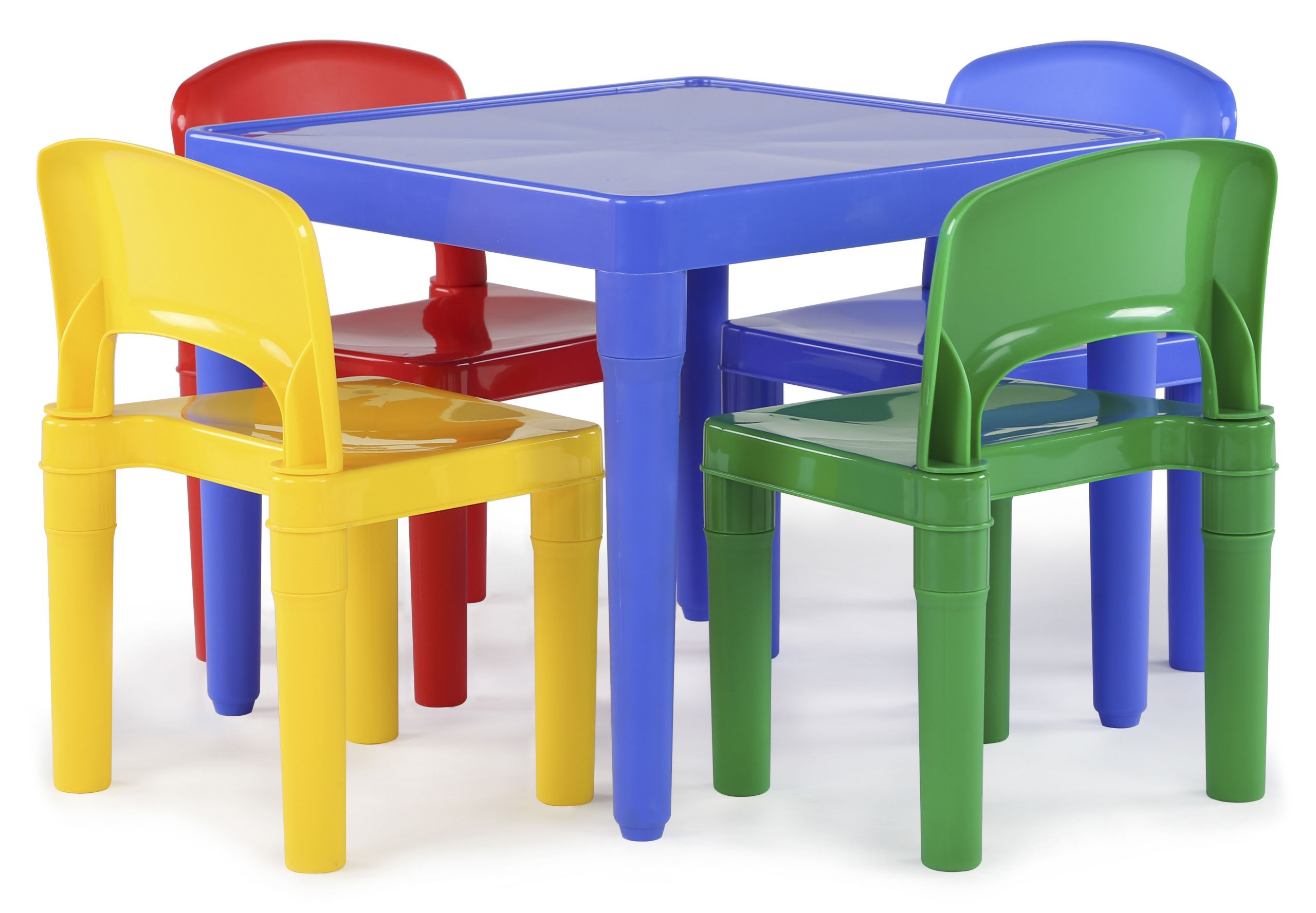 Kids Bench Table
 Tot Tutors Kids Plastic Table and 4 Chairs Set Primary Colors