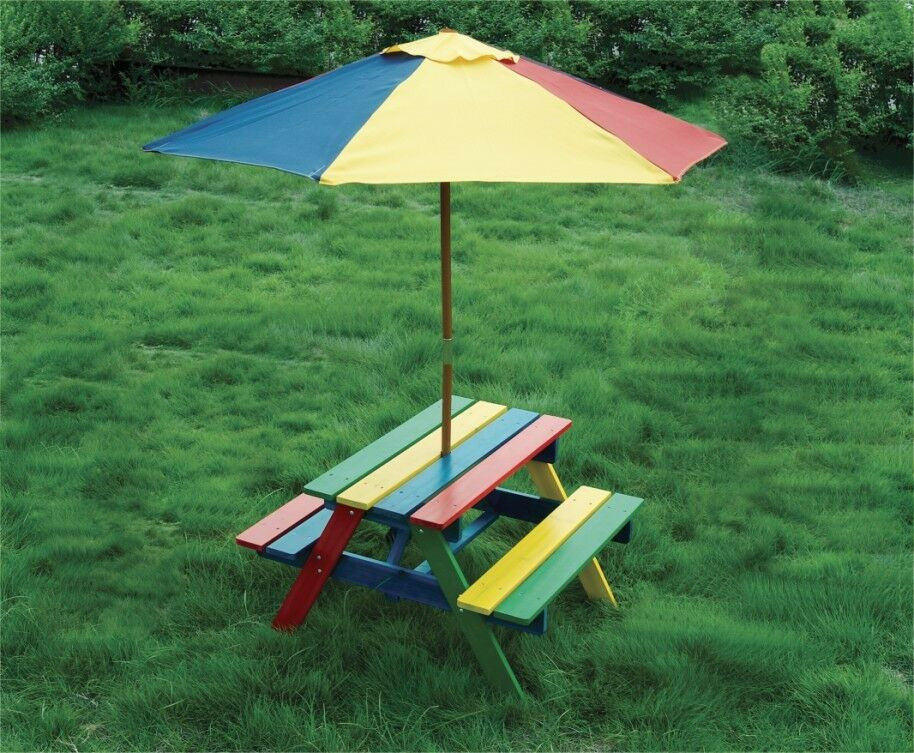 Kids Bench Table
 Children s Wooden Rainbow Garden Picnic Table Bench