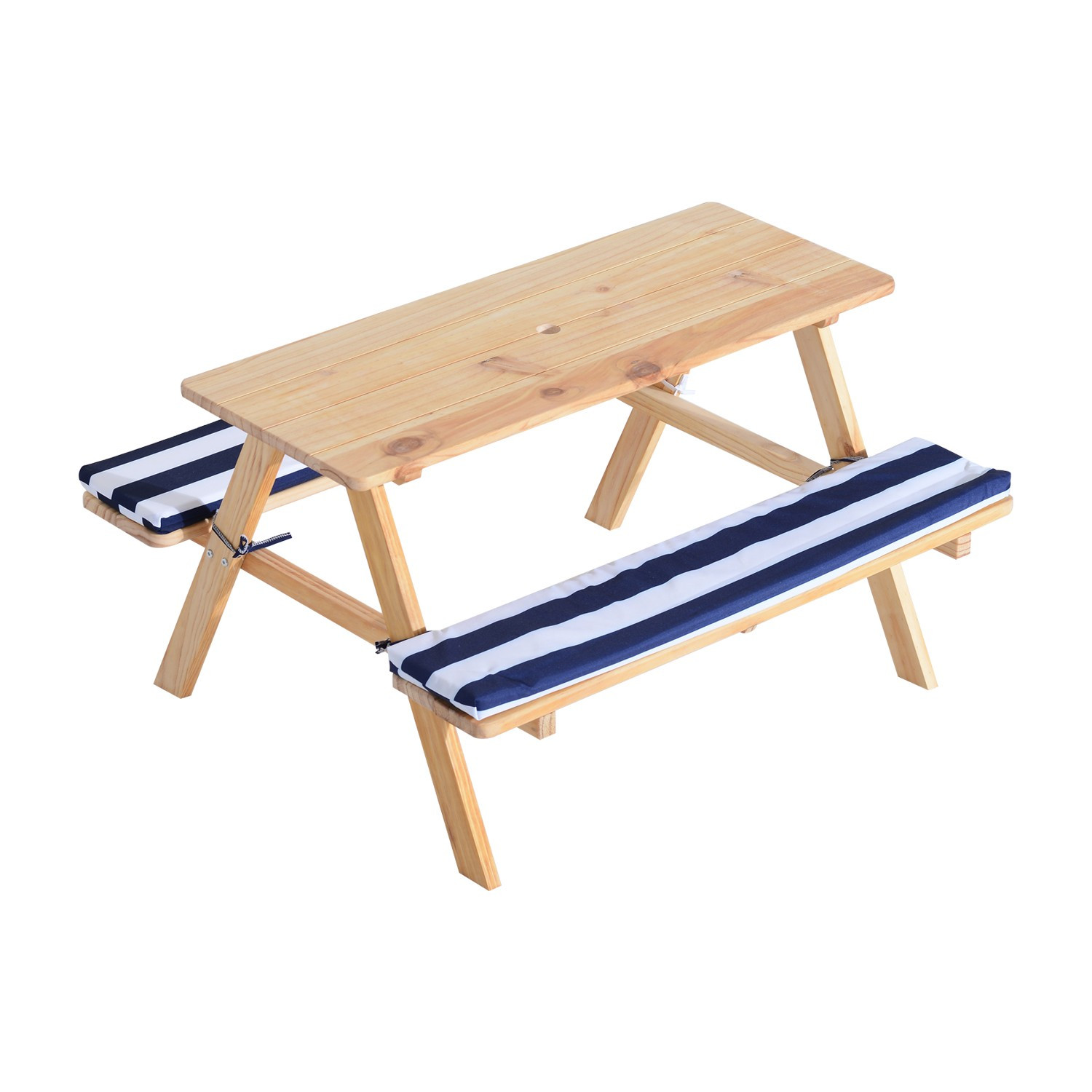 Kids Bench Table
 Qaba Wooden Outdoor Kids Picnic Table with Padded Benches