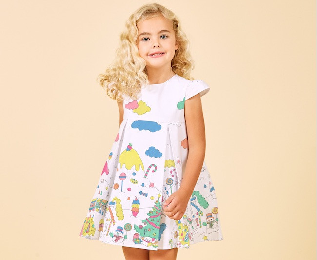Kids Design Own Dress
 Holiday inspired Color in Dress lets kids design their own
