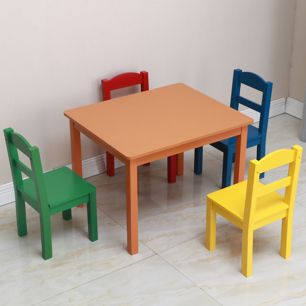 Kids Dining Table
 Toddler Table and Chair Set Easy Clean 5 Pcs Kids Table