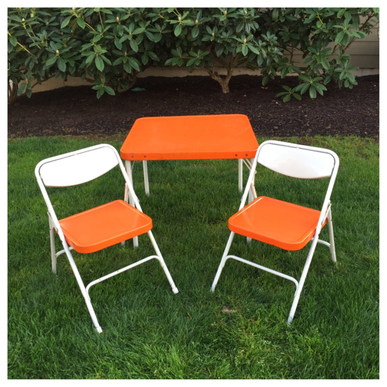 Kids Foldable Table And Chairs
 Vintage Orange Samsonite Child’s Table & Chairs Folding