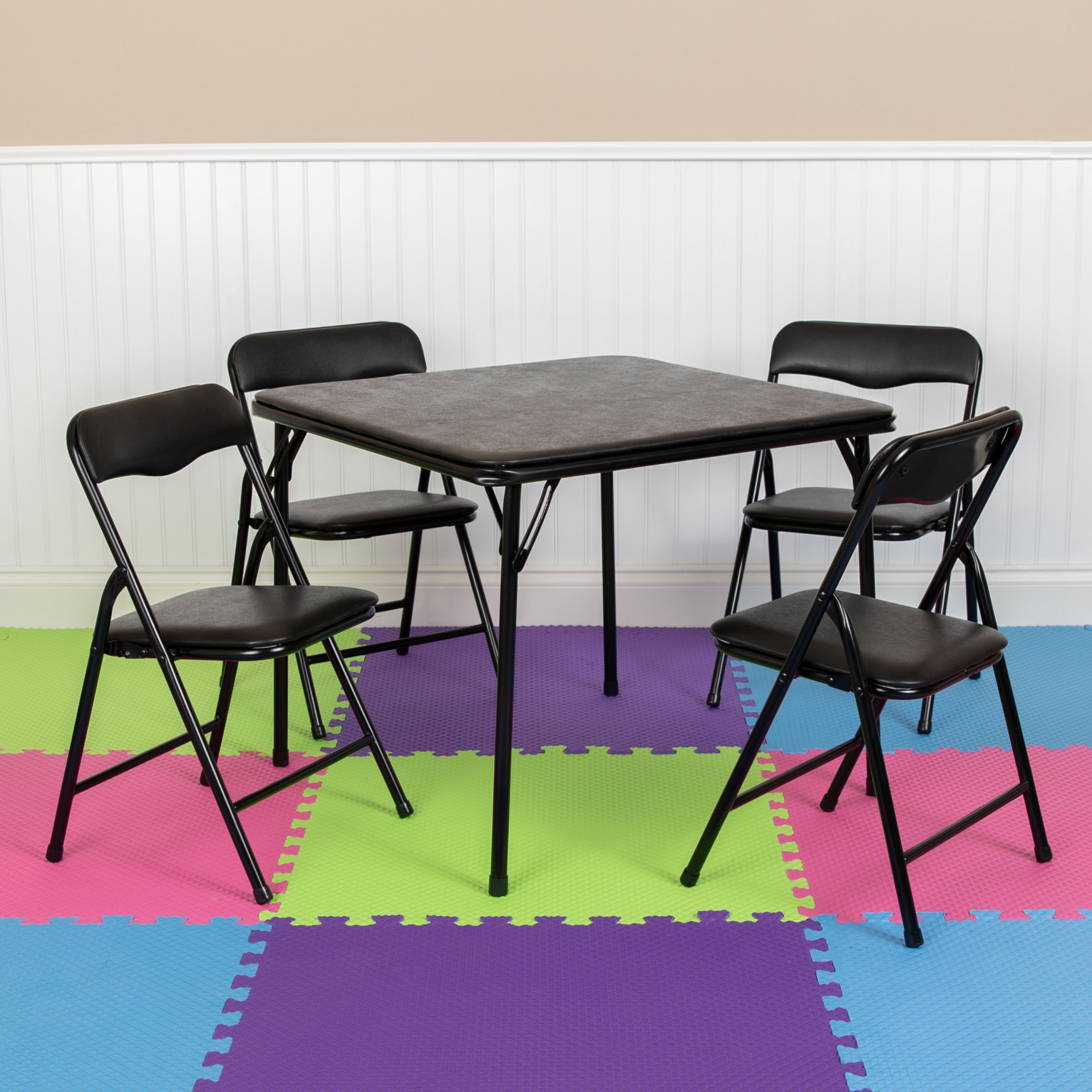 Kids Foldable Table And Chairs
 Flash Furniture Kids Black 5 Piece Folding Table and Chair