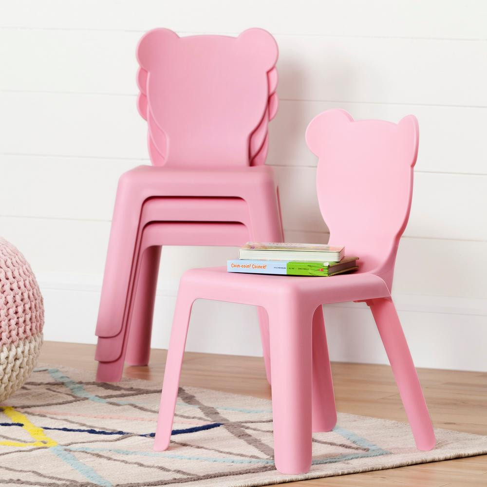 Kids Furniture Chair
 South Shore Crea Pink Plastic Stacking Kids Chair Set of