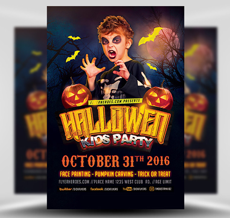 Kids Halloween Party Flyer
 Halloween Kids Party Template FlyerHeroes