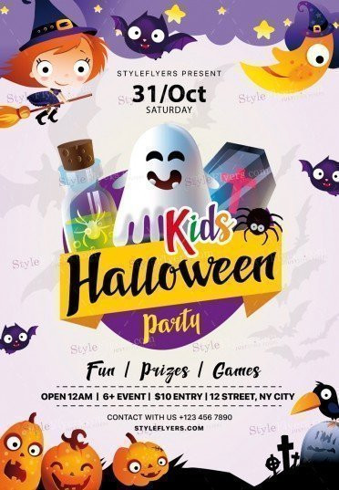 Kids Halloween Party Flyer
 Kids Halloween Party PSD Flyer Template Styleflyers