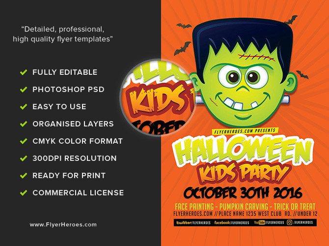 Kids Halloween Party Flyer
 Toon Halloween Kids Party Flyer Template FlyerHeroes