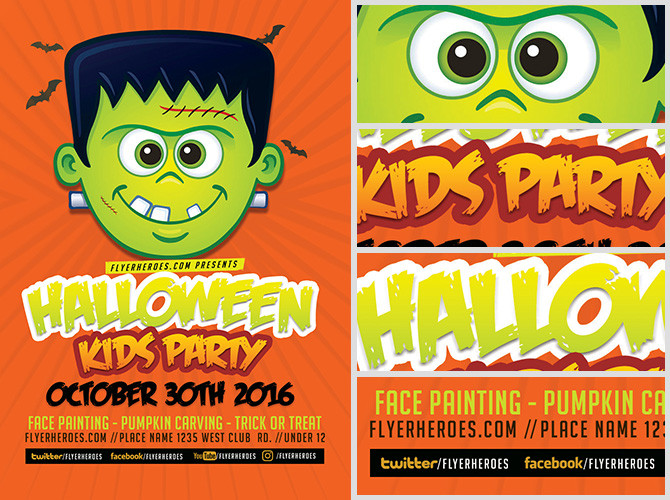 Kids Halloween Party Flyer
 Toon Halloween Kids Party Flyer Template FlyerHeroes