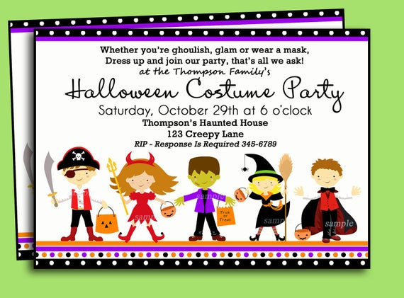 Kids Halloween Party Invites
 Halloween Kids Costume Party Invitation Printable or