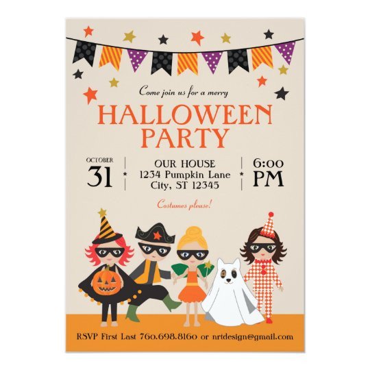 Kids Halloween Party Invites
 Vintage Kids Halloween Party Invitation