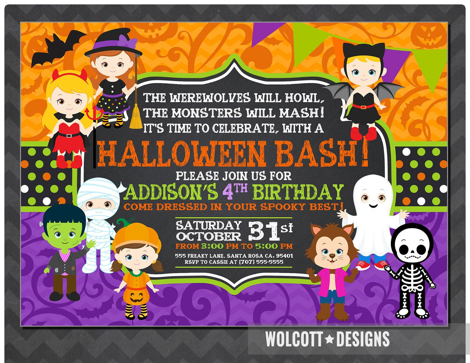 Kids Halloween Party Invites
 Girls Halloween Party Invitation Kids Halloween Party