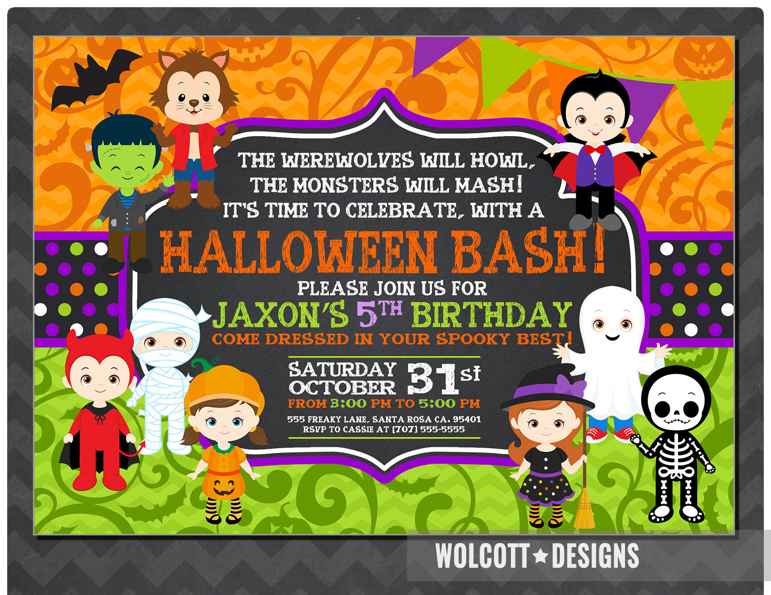 Kids Halloween Party Invites
 Halloween Birthday Invitation Kids Halloween Party