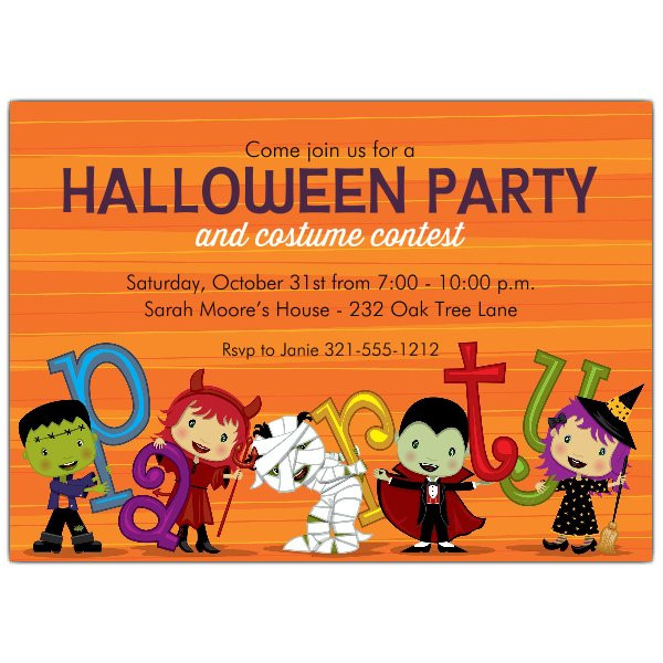 Kids Halloween Party Invites
 Halloween Kids Costume Party Invitations