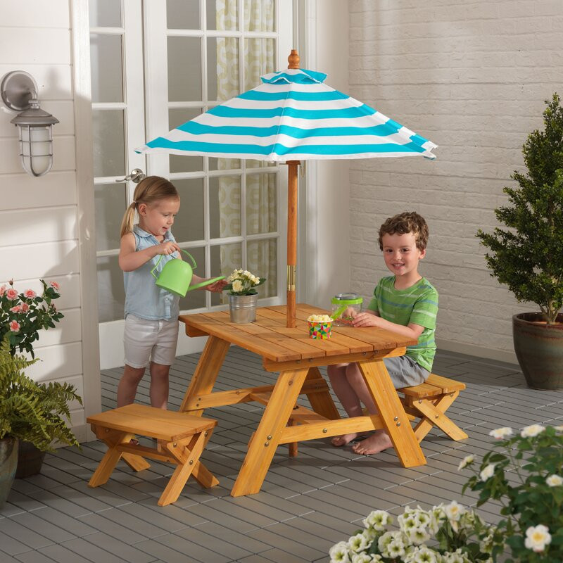 Kids Outdoor Picnic Table
 KidKraft Outdoor Kids 4 Piece Picnic Table Set with