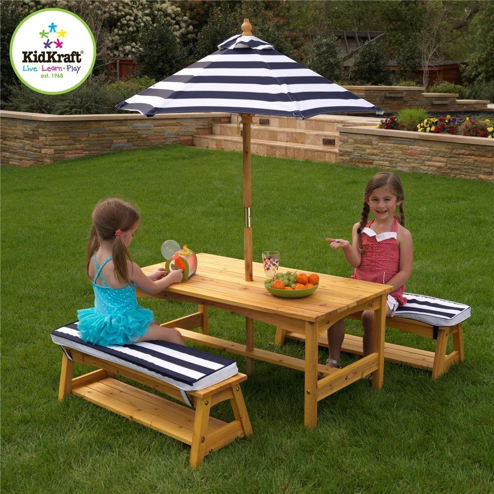 Kids Outside Table
 KidKraft Outdoor table and Chair Set with Cushions and