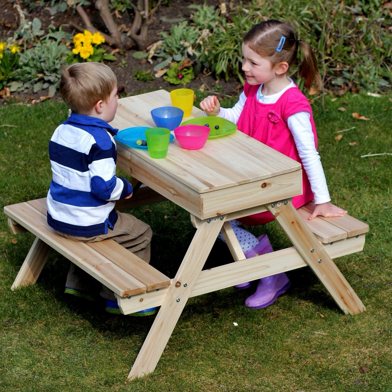 Kids Outside Table
 Outdoor Kids Wooden Picnic Table & Sandpit Well Made