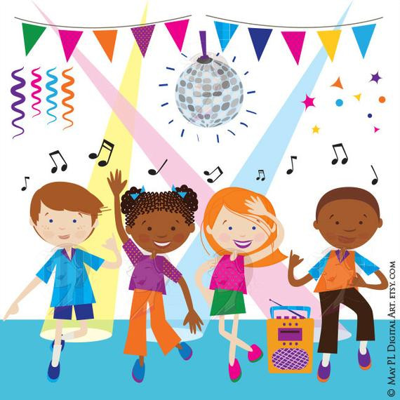 Kids Party Clipart
 Dance Clipart Disco Kids Party Children Boy Girl Dancing Cute