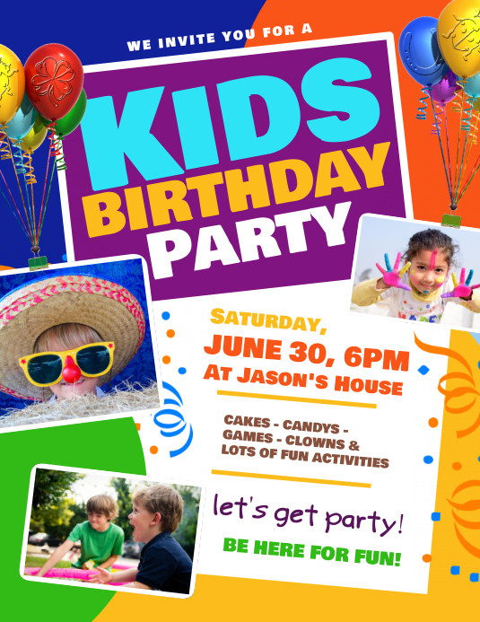 Kids Party Flyer
 Kids Birthday Party Flyer Template