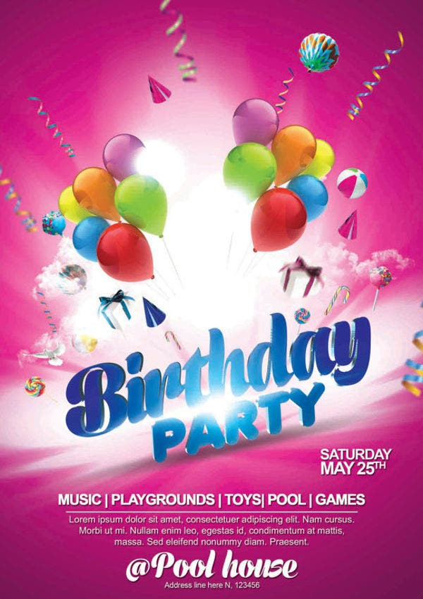 Kids Party Flyer
 18 Birthday Party Flyers PSD Word AI EPS Vector