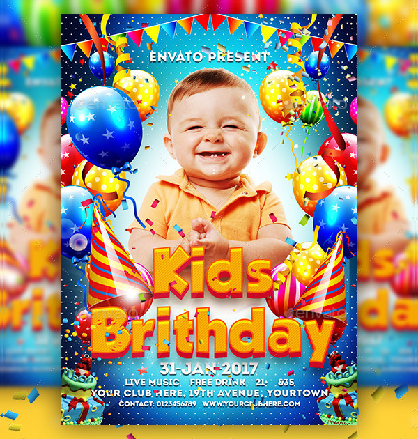 Kids Party Flyer
 Birthday Flyer Template 33 Free & Premium Download