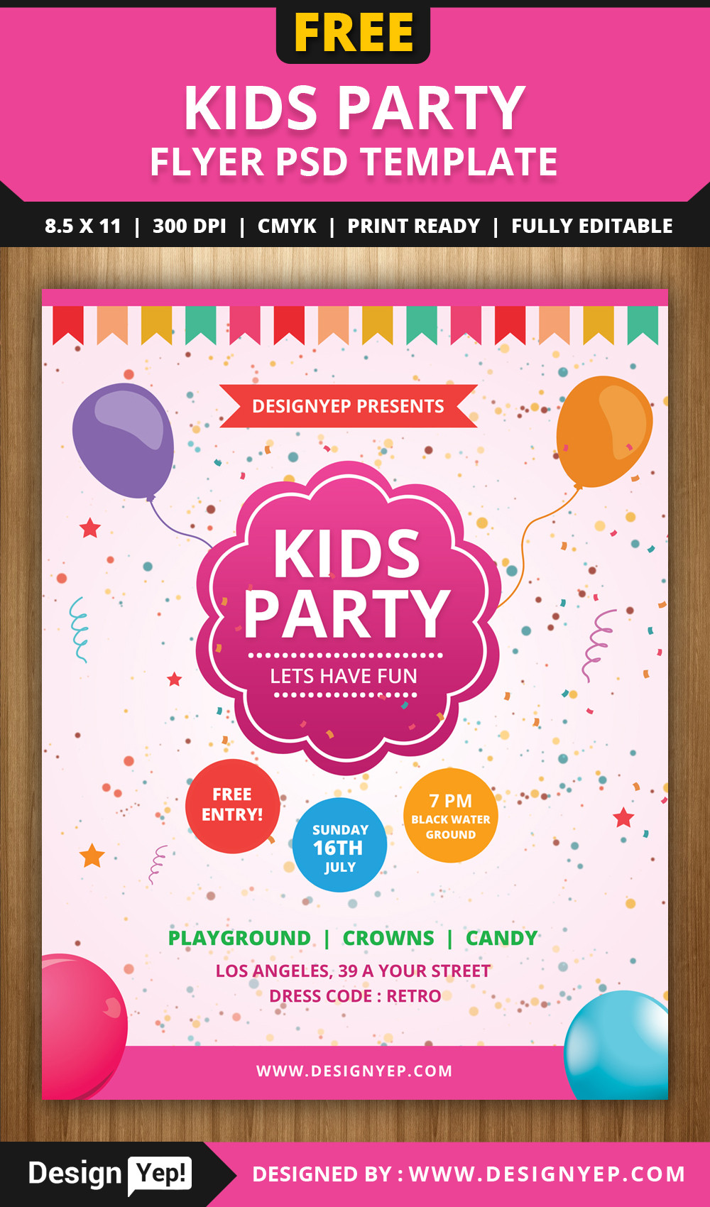Kids Party Flyer
 Free Kids Party Flyer PSD Template on Behance