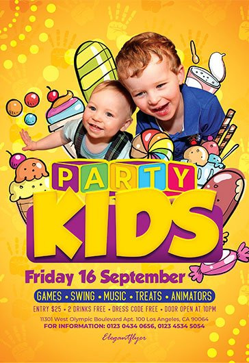 Kids Party Flyer
 Kids Party – Free Flyer PSD Template – by ElegantFlyer