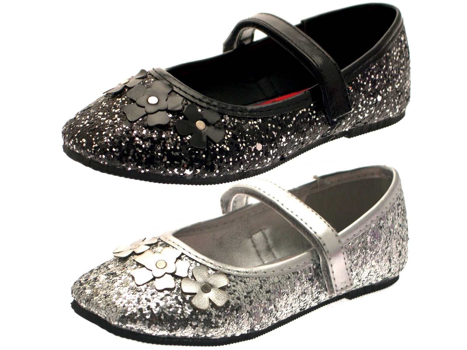 Kids Party Shoes
 GIRLS KIDS CHILDRENS GLITTER BALLET PUMPS XMAS PARTY MARY