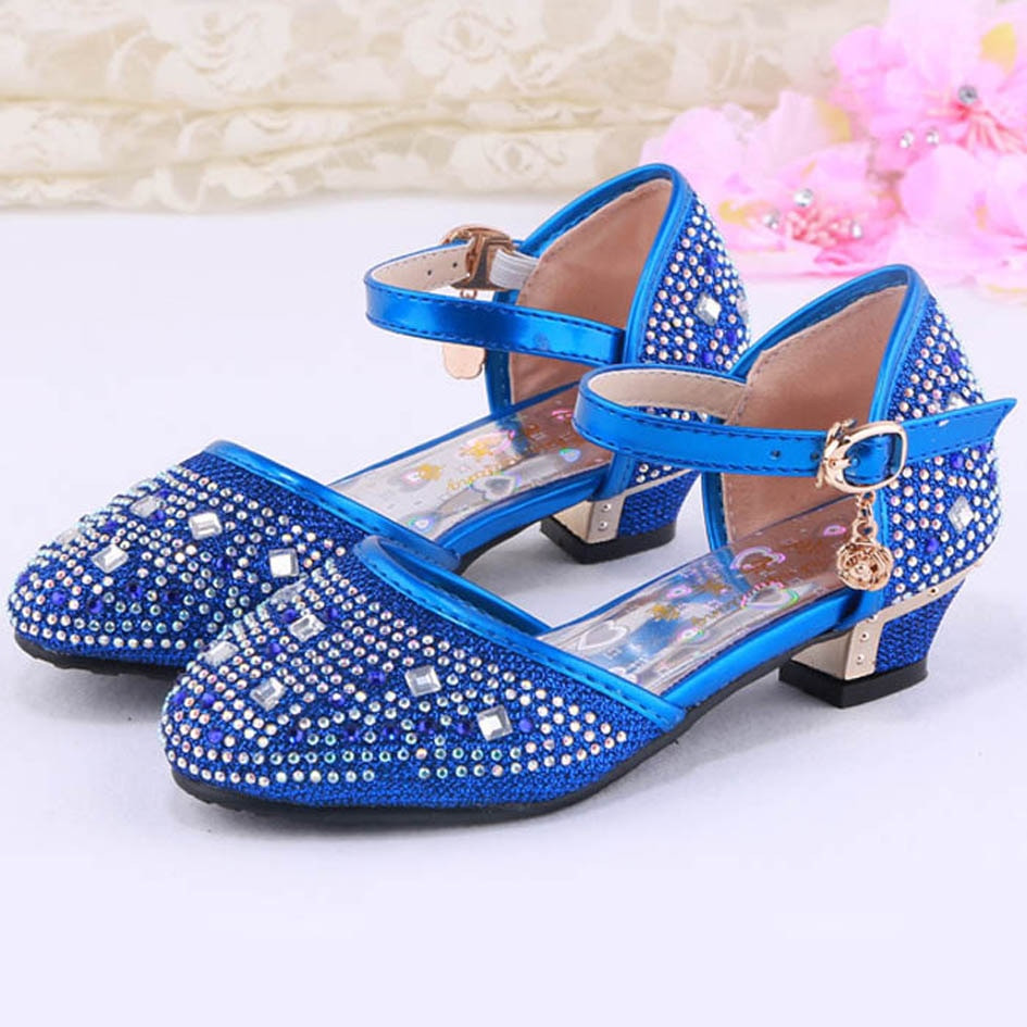 Kids Party Shoes
 High heeled Girls Shoes Rhinestone Kids Dress Shoes For