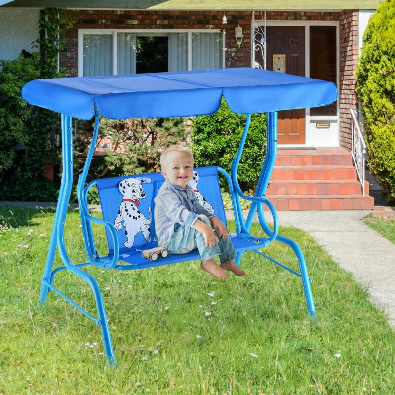 Kids Patio Swing
 Outdoor Kids Patio Swing Bench With Canopy 2 Seats Non