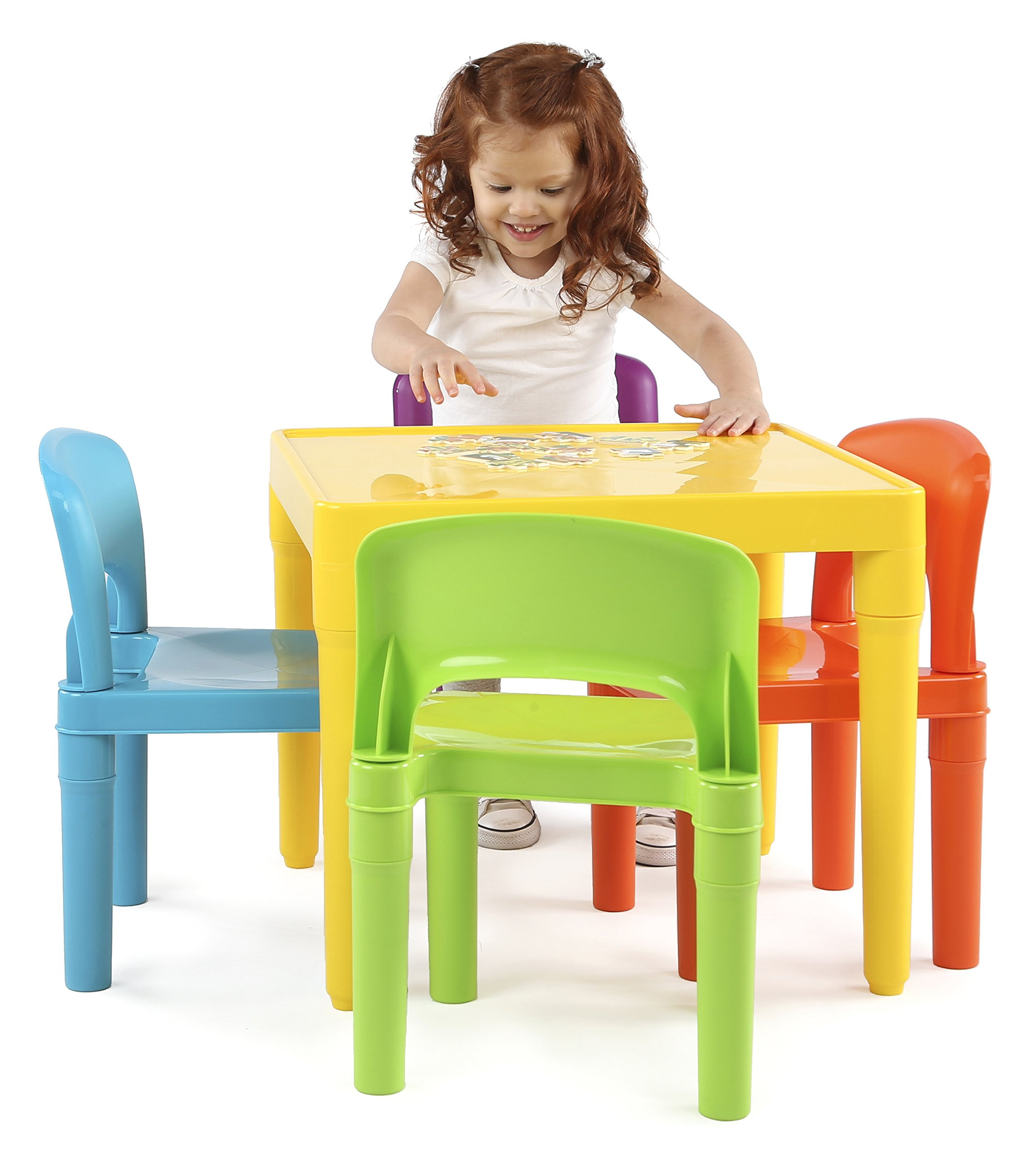 Kids Plastic Table And Chairs
 Tot Tutors Kids Plastic Table and 4 Chairs Set Vibrant