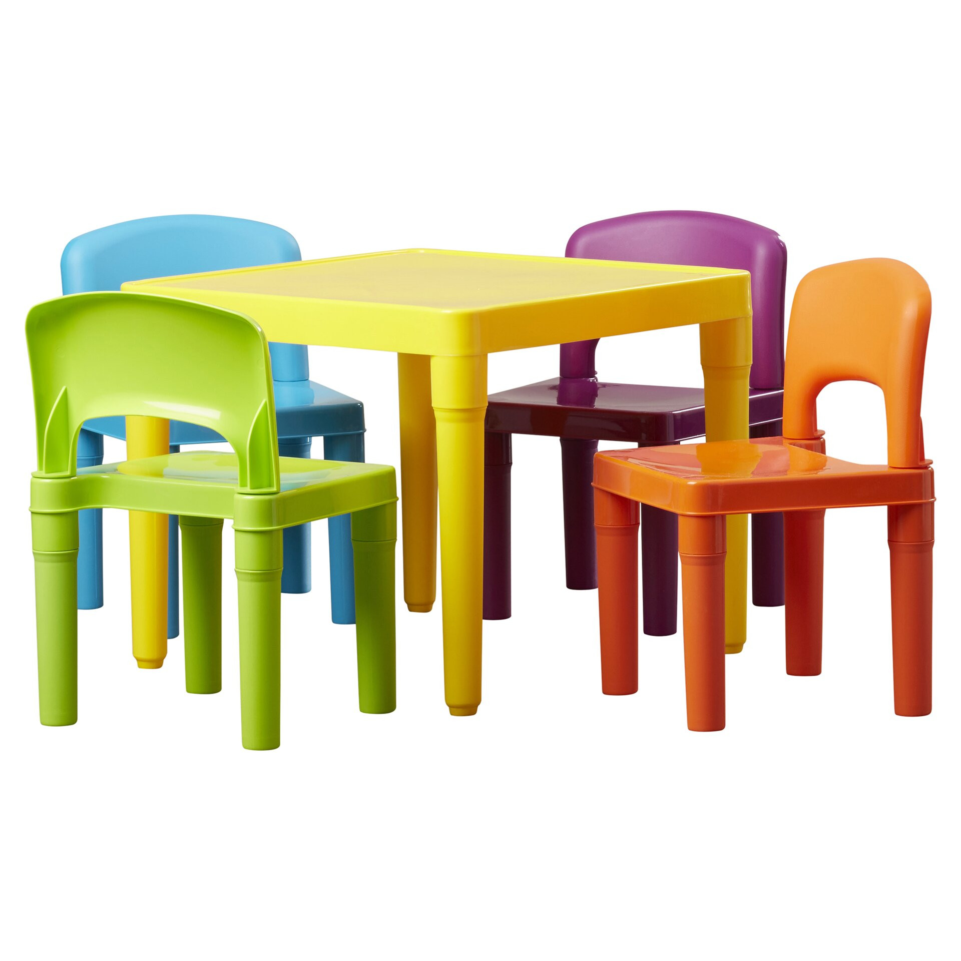 Kids Plastic Table And Chairs
 Tot Tutors Kids 5 Piece Plastic Table and Chair Set