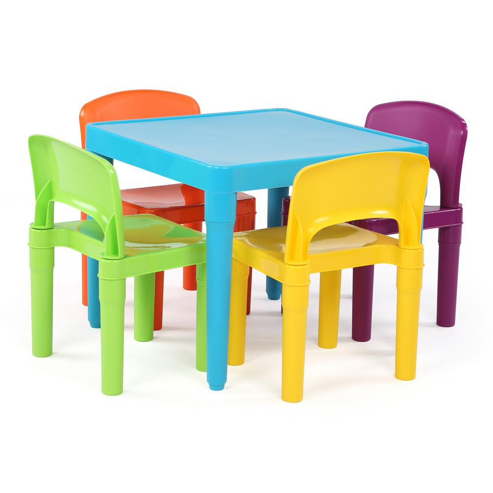 Kids Plastic Table And Chairs
 Tot Tutors Playtime 5 Piece Aqua Kids Plastic Table and