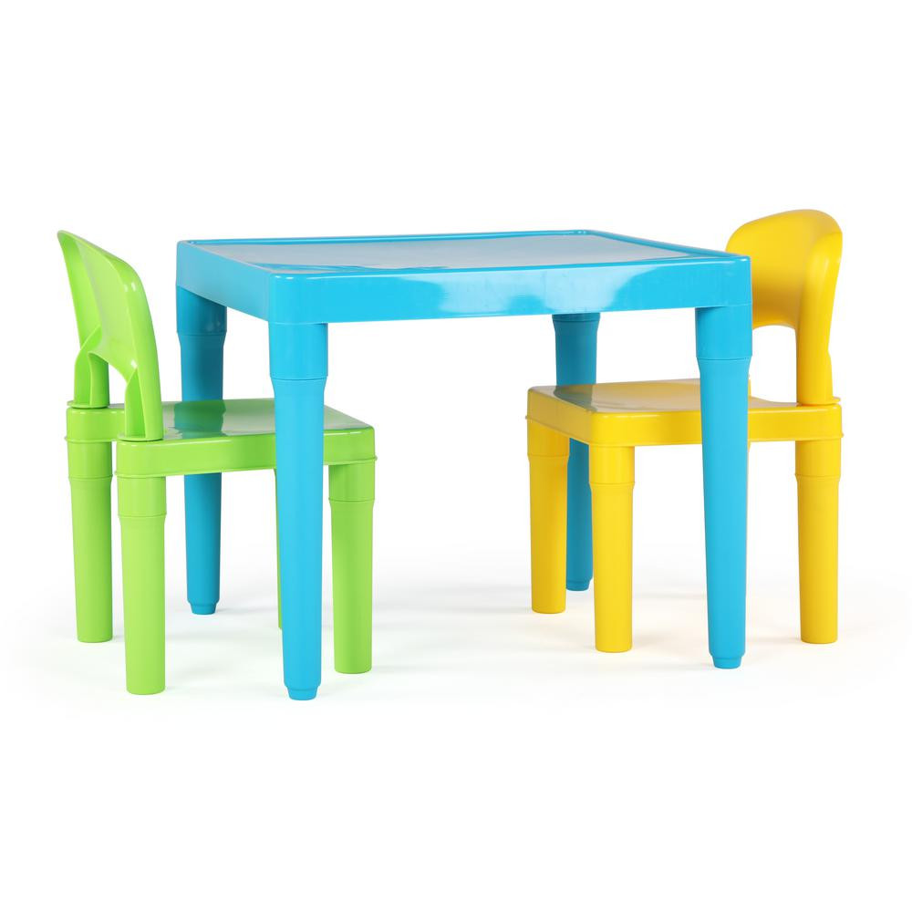 Kids Plastic Table And Chairs
 Tot Tutors Playtime 3 Piece Aqua Kids Plastic Table and