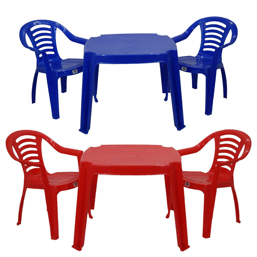 Kids Plastic Table And Chairs
 Childrens Kids Plastic Table and Chairs Red or Blue