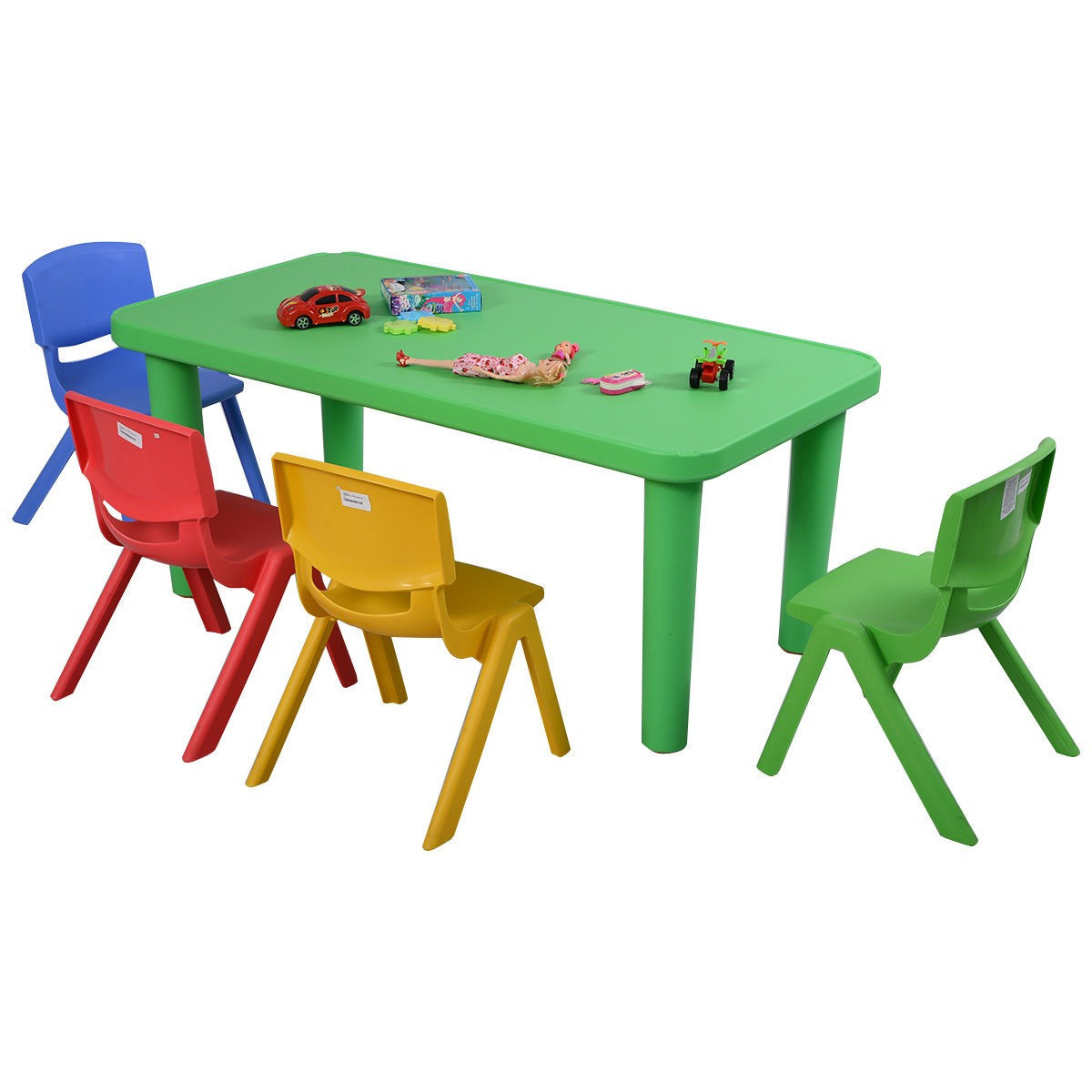 Kids Plastic Table And Chairs
 Fun Kids Plastic Table and 4 Chairs Set Colorful Play