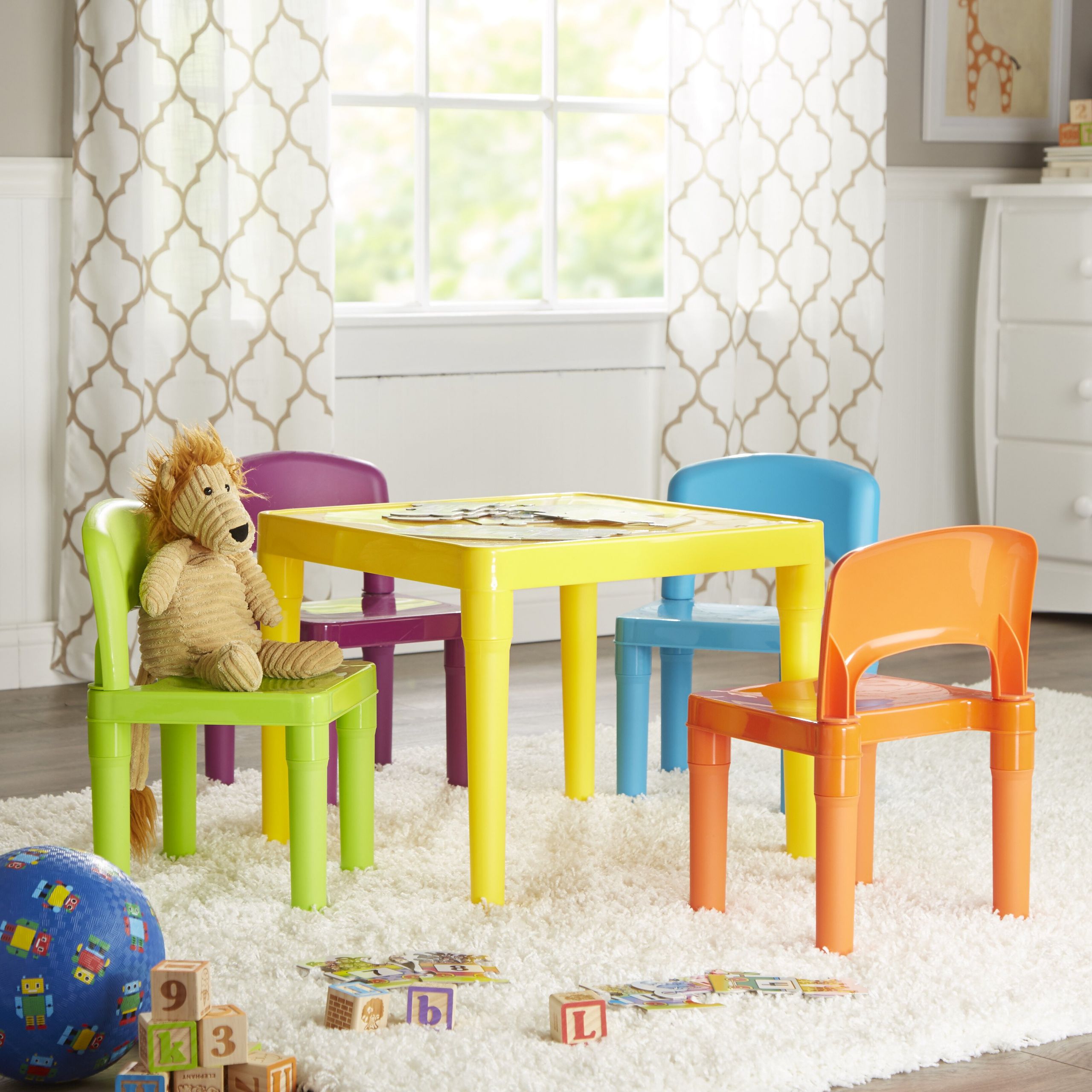 Kids Plastic Table And Chairs
 Tot Tutors Kids 5 Piece Plastic Table and Chair Set