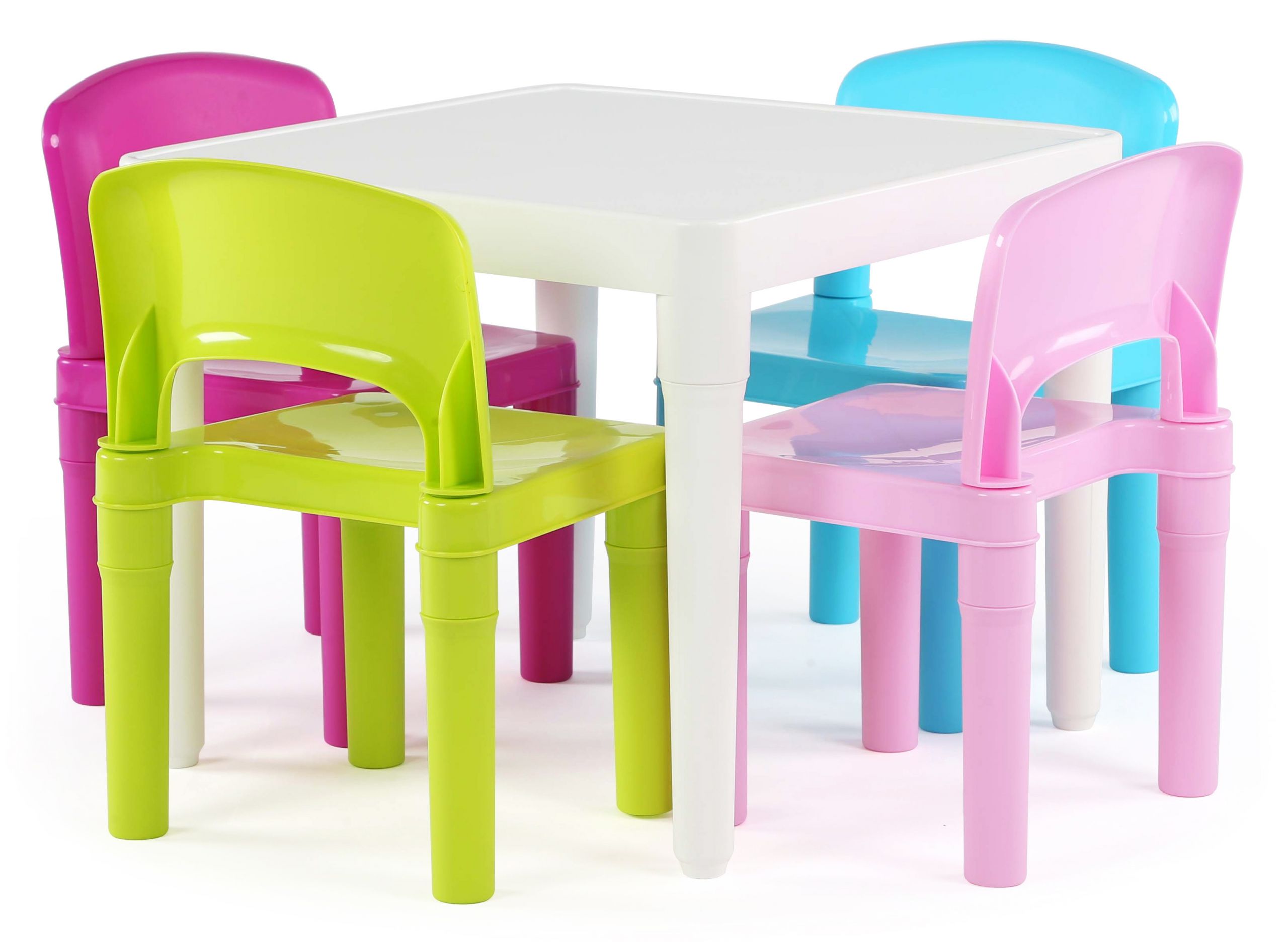 Kids Plastic Table And Chairs
 Tot Tutors Kids Plastic Table and 4 Chairs Set Bright Colors