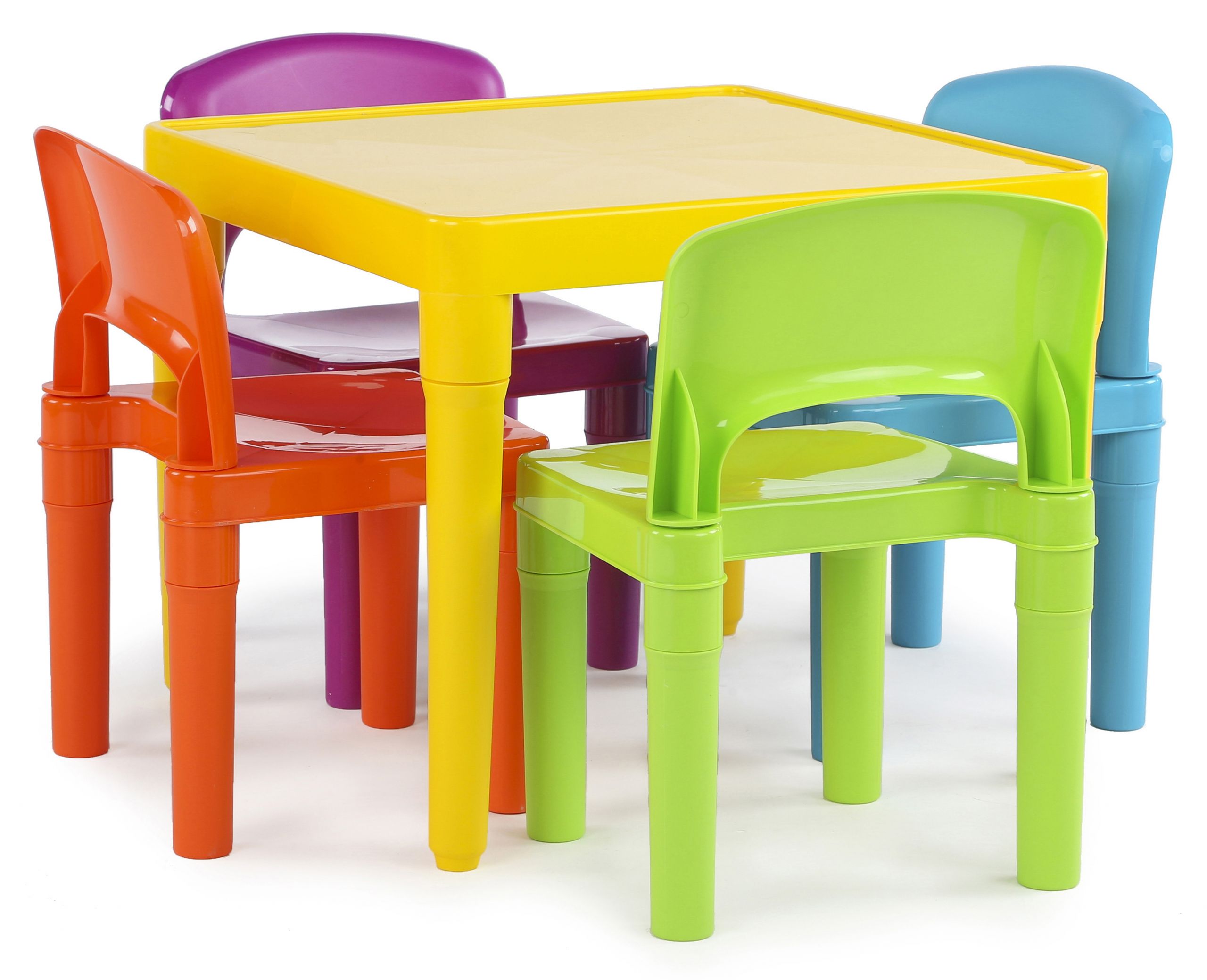 Kids Plastic Table And Chairs
 Tot Tutors Kids Plastic Table and 4 Chairs Set Vibrant Colors