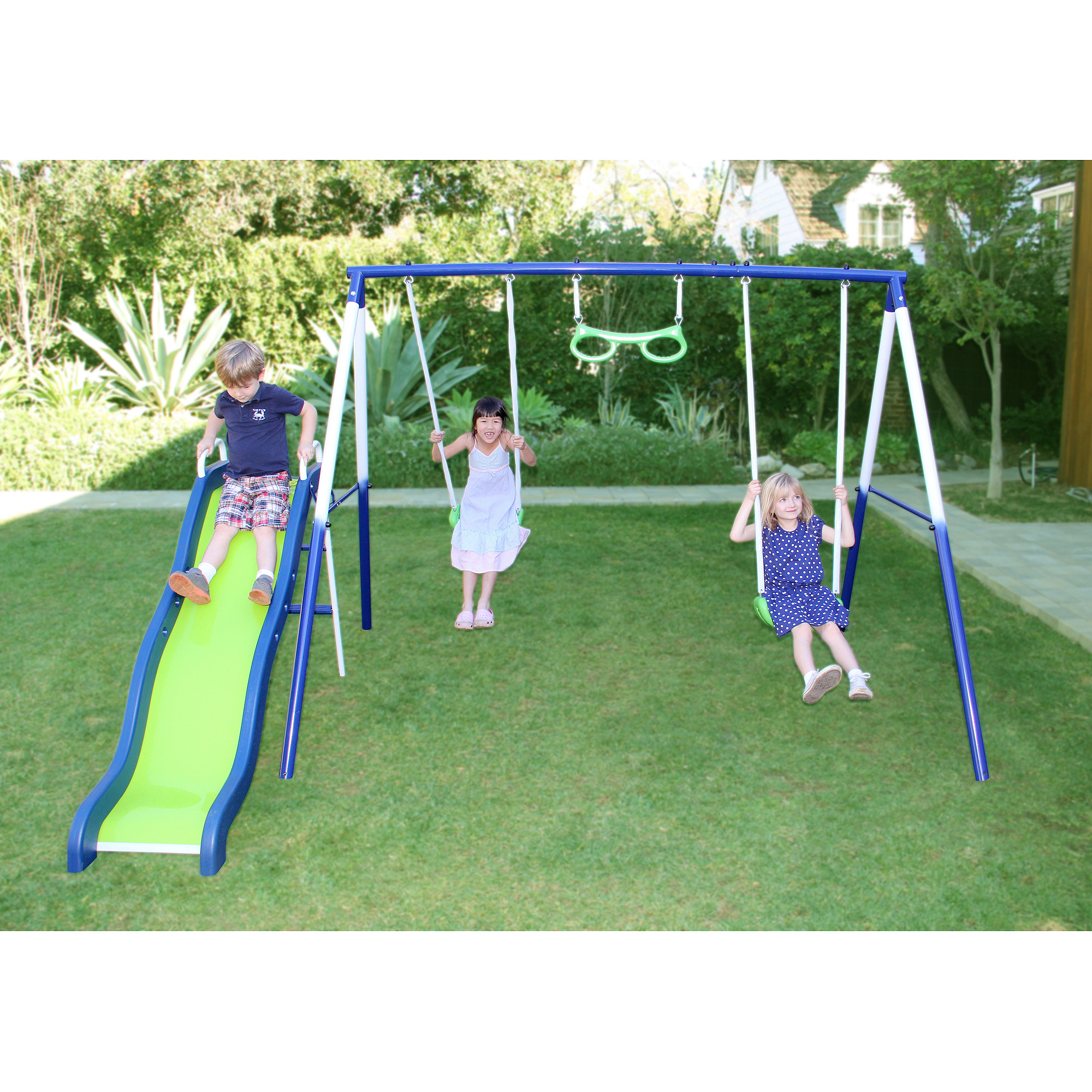 Kids Swing Slide Set
 Sportspower Sierra Vista Metal Swing and Slide Set Top