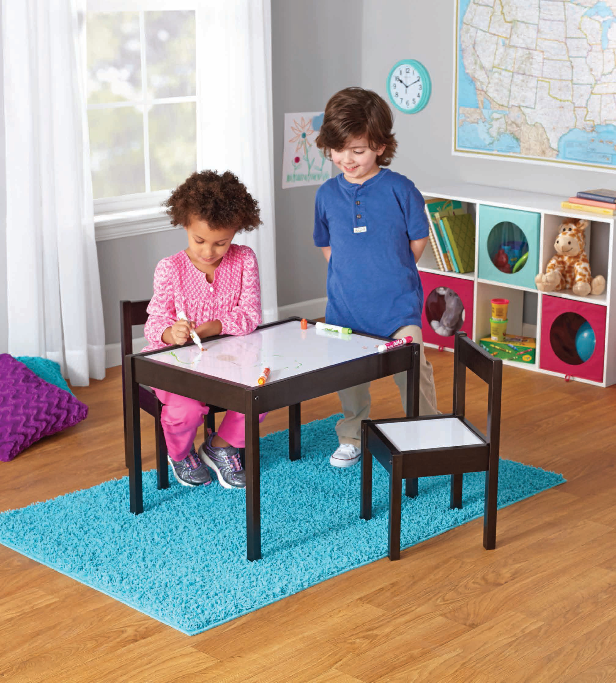 Kids Table And Chairs Walmart
 Your Zone Kids 3 Piece Dry Erase Table and Chairs Set